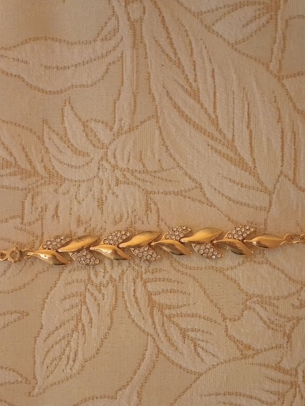 Gold Leaf Crystal Accent Bracelet - Women Jewelry